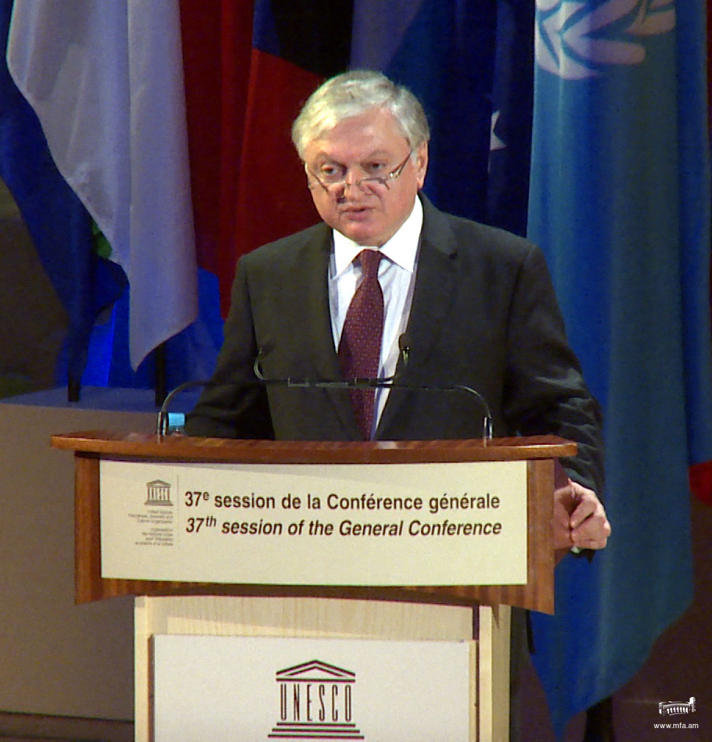 Le ministre des affaires &eacute;trang&egrave;res de l'Arm&eacute;nie a prononc&eacute; un discours lors de la Conf&eacute;rence g&eacute;n&eacute;rale de l'UNESCO